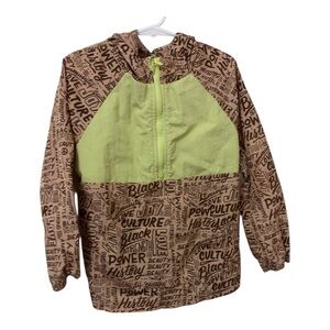 Target black history Kids Graphic nylon quarter zip Hoodie - Green and Brown XS